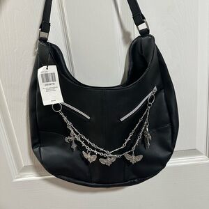 Hot Topic Black Crossbody Bag with Silver Chains